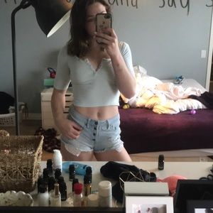 light blue crop top